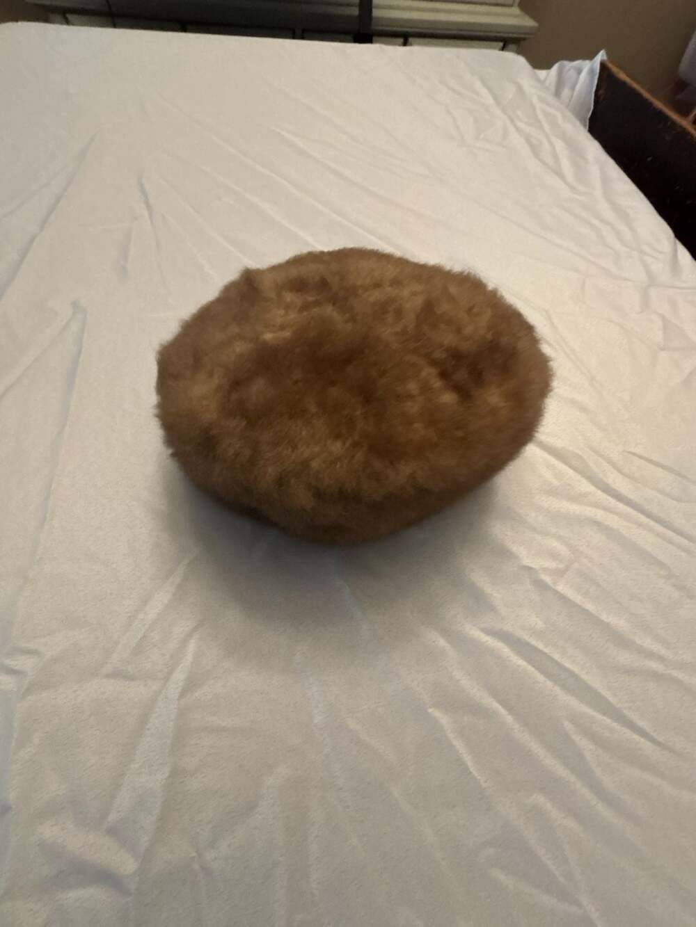 Vintage Mouton Fur Brown Pillbox Winter Hat